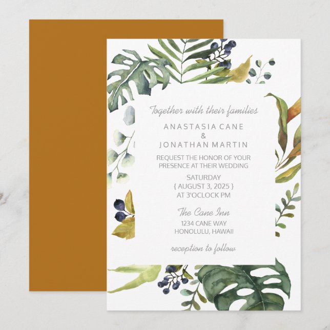 Tropical Watercolor Invitation (Front/Back)