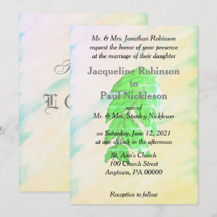 Tropical Watercolor Leaf Wedding Suite Invitation