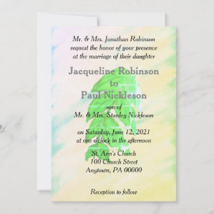 Tropical Watercolor Leaf Wedding Suite Invitation