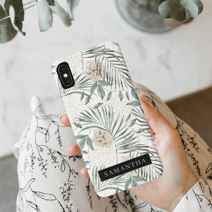 Tropical Watercolor Leaves & Flowers Pattern Case-Mate iPhone Case