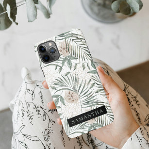 Tropical Watercolor Leaves & Flowers Pattern iPhone 11Pro Max Case