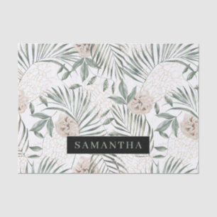 Tropical Watercolor Leaves & Flowers Pattern Tissue Paper