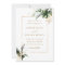 Tropical Watercolor Leaves Gold Frame Wedding