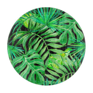 Tropical Watercolor Leaves: Seamless Elegance. Cutting Board
