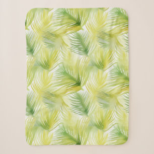 Tropical Watercolor Leaves Sherpa Blanket