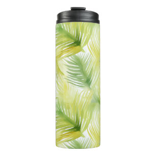 Tropical Watercolor Leaves Thermal Tumbler