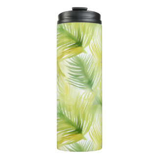 Tropical Watercolor Leaves Thermal Tumbler