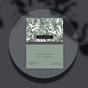 Tropical Watercolor Modern Oasis Leaves Pattern Business Card