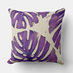 Tropical Watercolor Monstera decor pillow