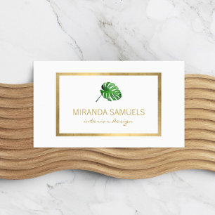 Tropical Watercolor Monstera Leaf Logo Designer Business Card