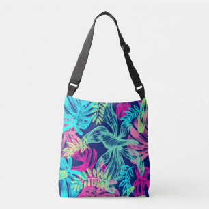 Tropical Watercolor Neon Leaves Artwork Crossbody Bag
