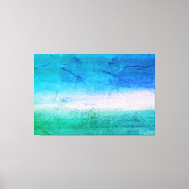 Tropical Watercolor Ocean Blue Green Abstract Art Canvas Print (Front)