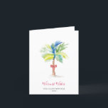 Tropical Watercolor Palm Tree beach Christmas Card<br><div class="desc">This minimal tropical theme holiday card features a replica of my original hand painted watercolor palm tree in shades of tropical colors on a crisp white background. The words Merry Christmas are set in a modern brush script typography. The inside features your custom greeting in a berry red. Personalize the...</div>