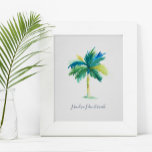 Tropical Watercolor Palm Tree Motivational Poster<br><div class="desc">A tropical motivational poster for bedrooms, home office and living areas in your beach home. This print features my original hand painted watercolor palm tree in shades of turquoise, green and blue with the quote "I bend so I don't break" is set in trendy script typography. Personalize to read whatever...</div>