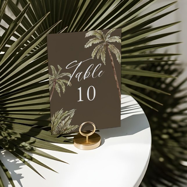 Tropical Watercolor Palm Trees Bohemian Wedding Table Number (Tropical Watercolor Palm Trees Bohemian Wedding Table Number)