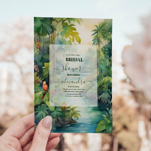 Tropical Watercolor Palm Trees Boho Bridal Shower Invitation