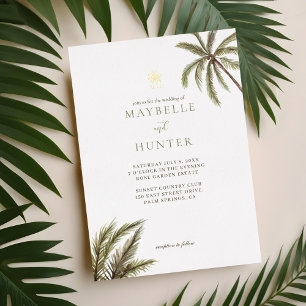 Tropical Watercolor Palm Trees Boho Wedding Photo