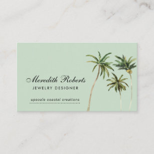 Tropical Watercolor Palm Trees Jewellery Designer Business Card