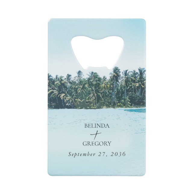 Tropical Watercolor Palms & Beach Wedding (Front)