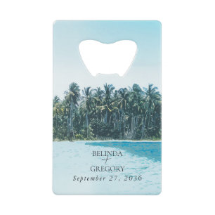Tropical Watercolor Palms & Beach Wedding