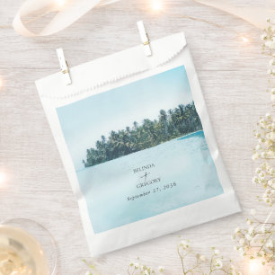 Tropical Watercolor Palms & Beach Wedding Favour Bags