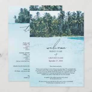 Tropical Watercolor Palms Beach Wedding Itinerary