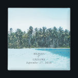 Tropical Watercolor Palms & Beach Wedding Magnet<br><div class="desc">A beautiful watercolor tropical palms and beach wedding design. A unique design featuring palm trees, tropical beach landscape as the background. A modern Summer destination wedding design with palm trees and modern Boho colour tones. An elegant wedding magnet favour design with modern elements. Matching wedding invitations and other stationery items...</div>