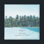 Tropical Watercolor Palms & Beach Wedding Magnet<br><div class="desc">A beautiful watercolor tropical palms and beach wedding design. A unique design featuring palm trees, tropical beach landscape as the background. A modern Summer destination wedding design with palm trees and modern Boho colour tones. An elegant wedding magnet favour design with modern elements. Matching wedding invitations and other stationery items...</div>