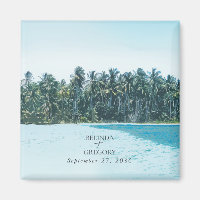 Tropical Watercolor Palms & Beach Wedding