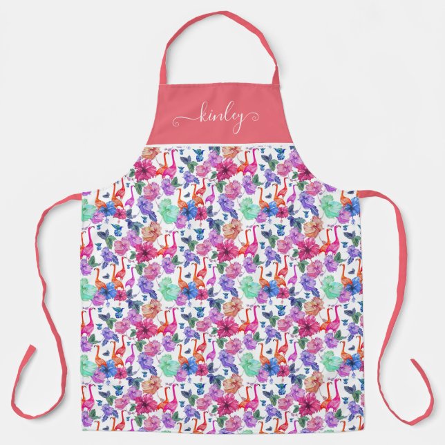 Tropical Watercolor Pattern Apron (Front)