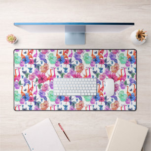 Tropical Watercolor Pattern Desk Mat