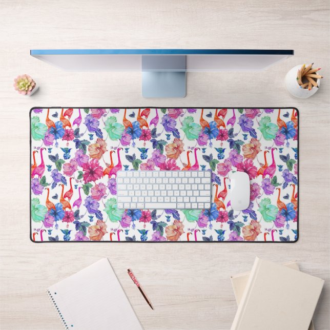 Tropical Watercolor Pattern Desk Mat (Office 1)