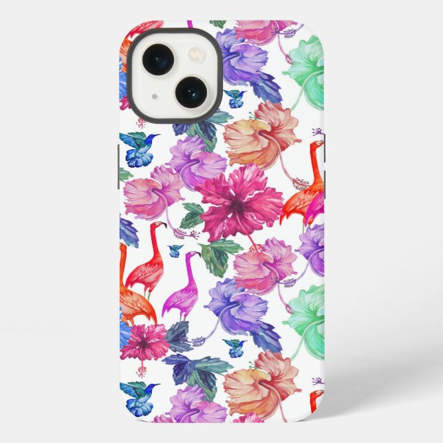 Tropical Watercolor Pattern iPhone Case (Back)