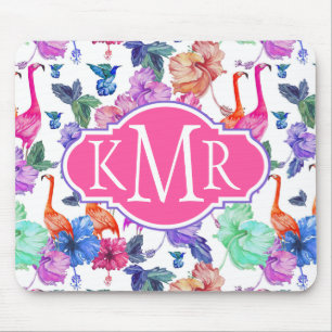 Tropical Watercolor Pattern Monogram Mouse Mat