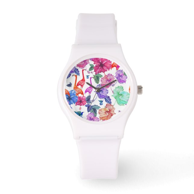 Tropical Watercolor Pattern Watch (Front)