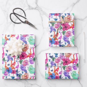 Tropical Watercolor Pattern Wrapping Paper Sheet