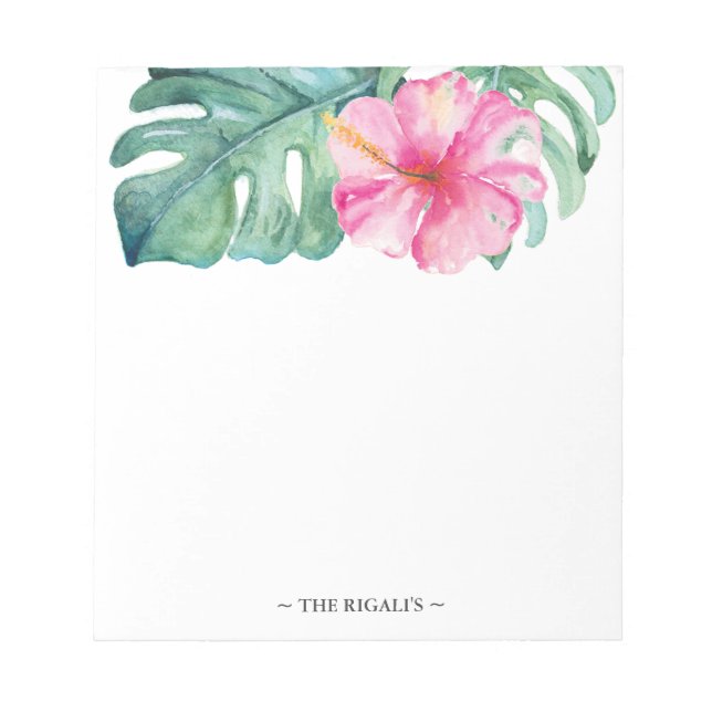 Tropical Watercolor Personalised Stationery Notepad (Front)