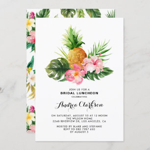 Tropical Watercolor Pineapple Bridal Luncheon Invitation