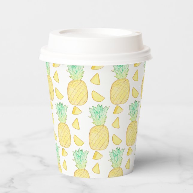 Tropical Watercolor Pineapple  Paper Cups (Front)