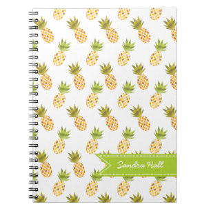 Tropical Watercolor Pineapple Pattern Notebook