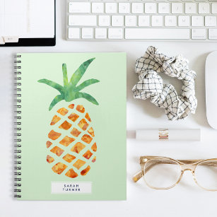 Tropical Watercolor Pineapple Personalised Notebook