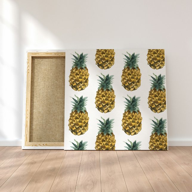 Tropical Watercolor Pineapple Seamless Pattern Canvas Print (Creator Uploaded)