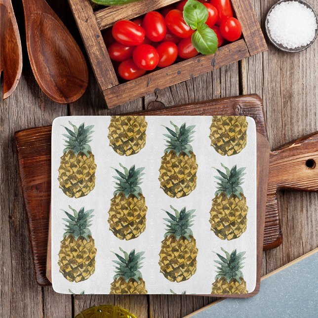 Tropical Watercolor Pineapple Seamless Pattern Cutting Board (Creator Uploaded)