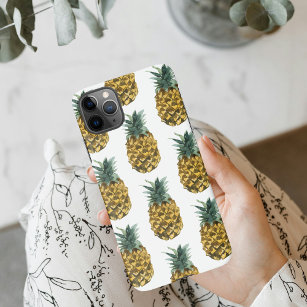 Tropical Watercolor Pineapple Seamless Pattern iPhone 11Pro Max Case