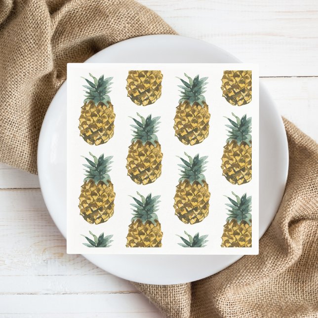 Tropical Watercolor Pineapple Seamless Pattern Napkin (Creator Uploaded)