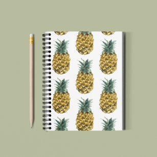 Tropical Watercolor Pineapple Seamless Pattern Notebook