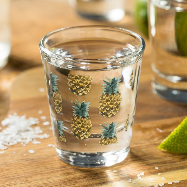 Tropical Watercolor Pineapple Seamless Pattern Shot Glass (Creator Uploaded)
