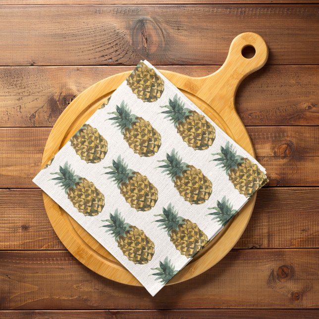 Tropical Watercolor Pineapple Seamless Pattern Tea Towel (Creator Uploaded)