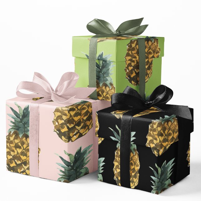 Tropical Watercolor Pineapple Seamless Pattern Wrapping Paper Sheet (Creator Uploaded)