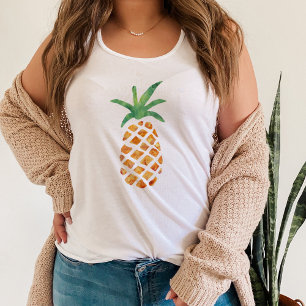 Tropical Watercolor Pineapple Tank Top